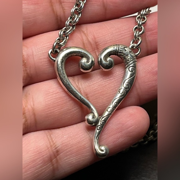 Brighton Adore Me Heart Necklace Silver Plate Vintage - Picture 6 of 11